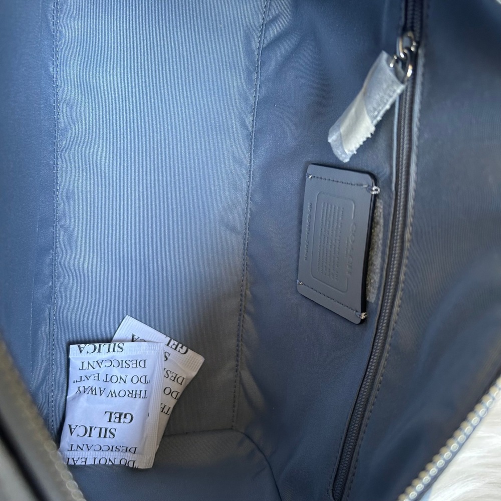 Coach Rowan Twilight Blue Crossgrain Leather Satchel New - Picture 5 of 9